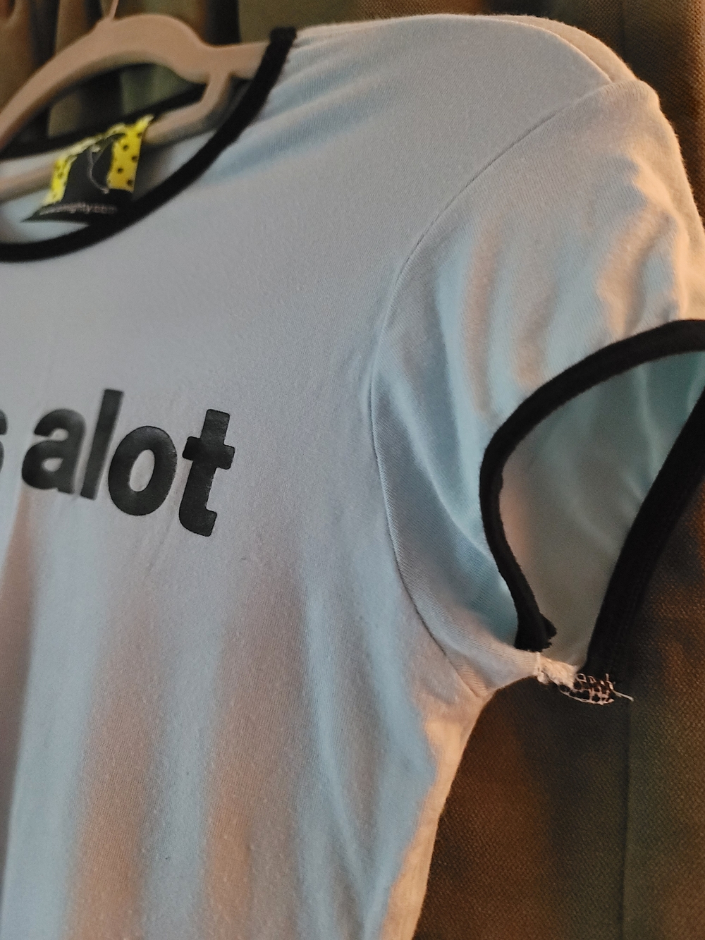 omighty Light Blue Ringer Tee with Black Trim - Picture 4 of 4
